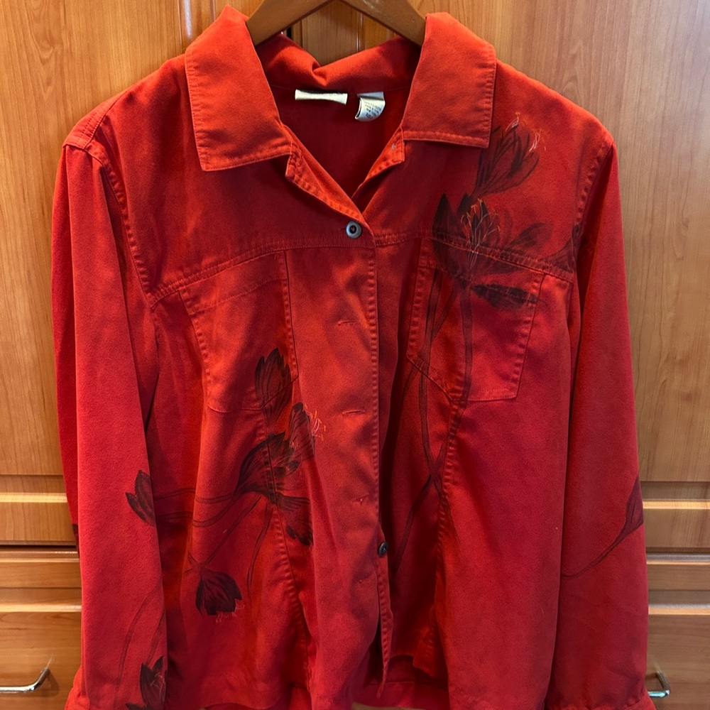 Vintage Chico's Red Floral button up Jacket